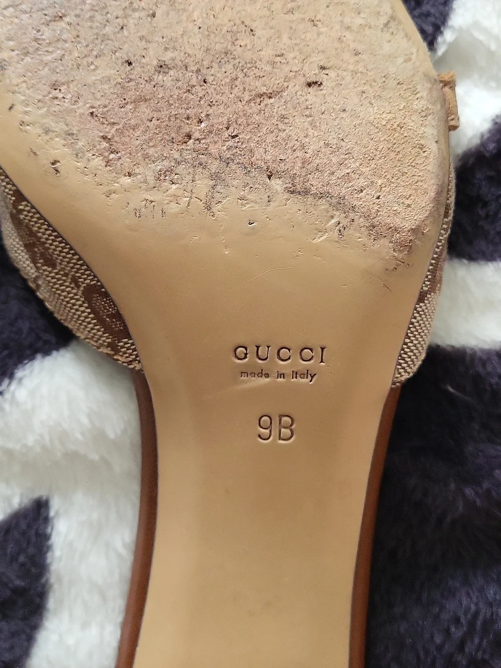Gucci Brown Monogram Canvas & Leather Slide Mules with Gold Hardware - Picture 14 of 16